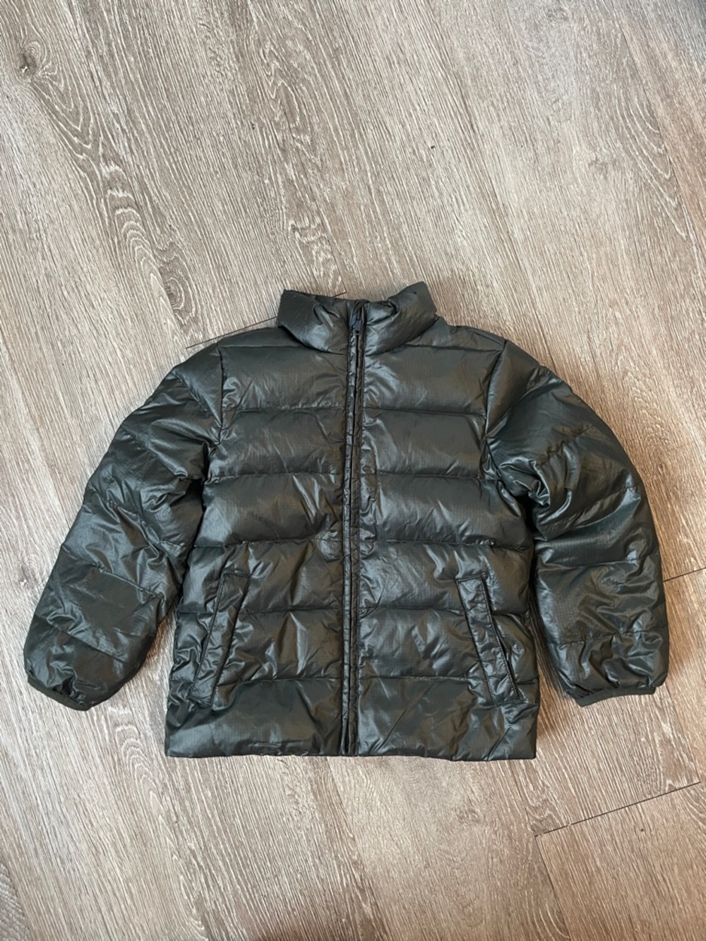 Boys crewcuts puffer jacket zip up packable dark green